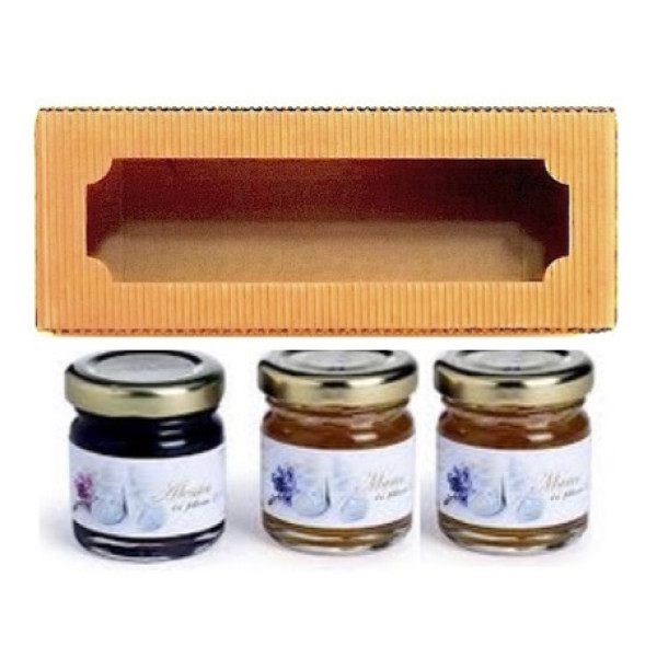 SINGLE DOSIS JARS HOLDER cardboard boxes 3 places each 50 or 100 gr. - mm.180x60x70 - 15 Pcs.