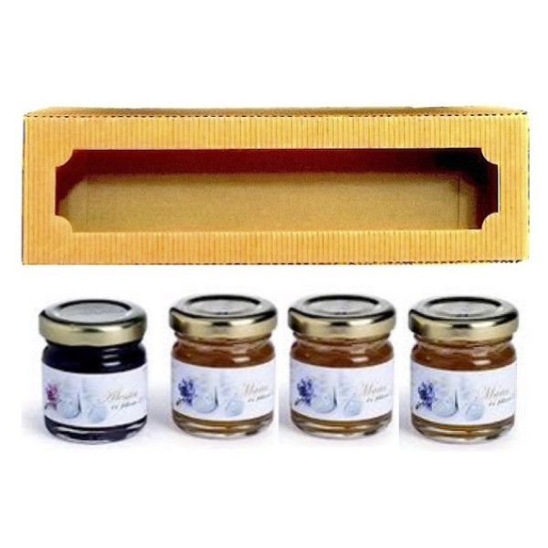 SINGLE DOSIS JARS HOLDER cardboard boxes 4 places each 50 gr. to 100 gr.- mm.240x65x70 - 15 Pcs.