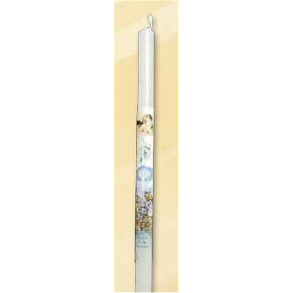 Baptism Decorated candle diameter cm.1,5 height cm.28