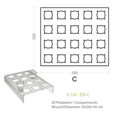 Exhibitor in transparent plexiglass with 20 positions for cakes in small glasses - cm. 35x30x H5