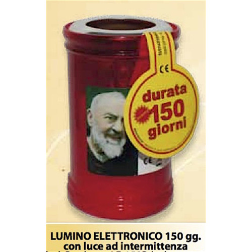 Red Electronic votive candle intermittently lasting 150 days.