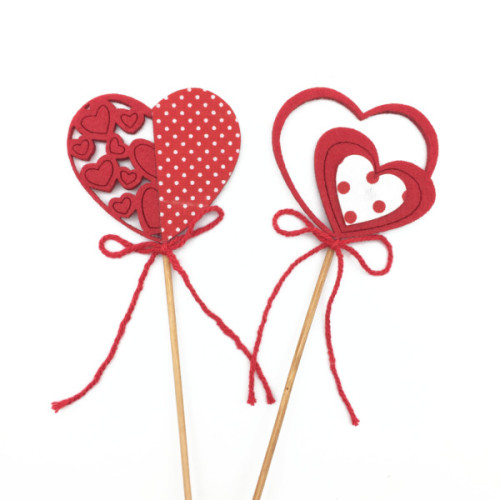 Polka hearts in pick dot cloth and holes 7 cm high 45 cm - 24 Pcs.