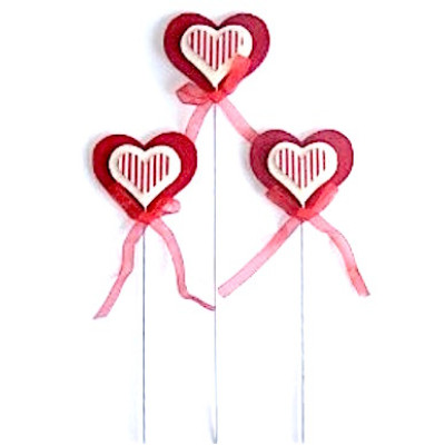 Pick red heart Felt cm.6 high cm.24 - 6 Pieces