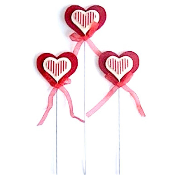 Pick red heart Felt cm.6 high cm.24 - 6 Pieces