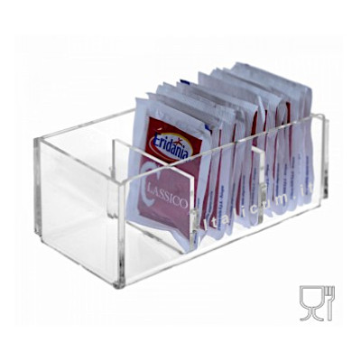 Sugar packet holder clear plexiglass 3 dividers cm.13x6x5