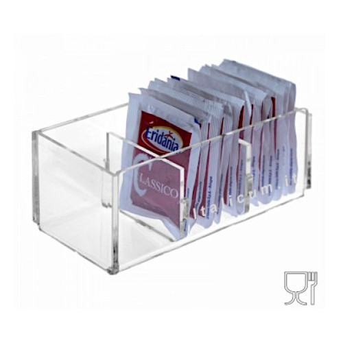 Sugar packet holder clear plexiglass 3 dividers cm.13x6x5