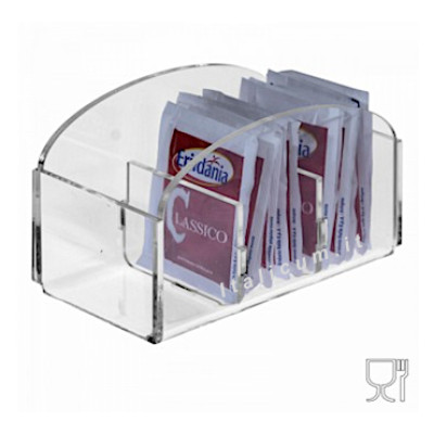 Sugar packet holder clear plexiglass 3 dividers cm.12x6x7