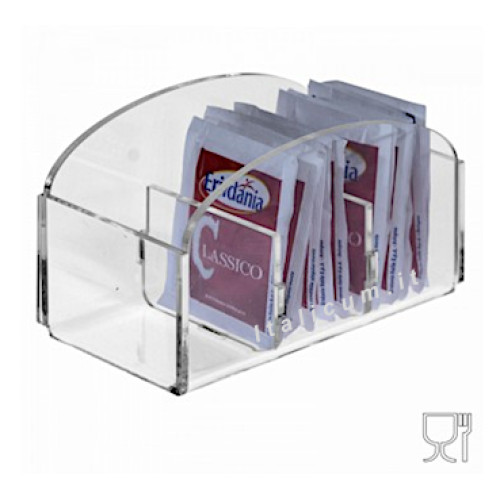 Sugar packet holder clear plexiglass 3 dividers cm.12x6x7