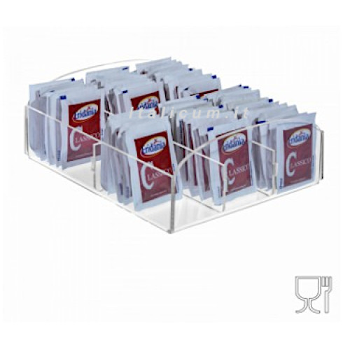 Sugar packet holder clear plexiglass 6 dividers cm.17x16x8