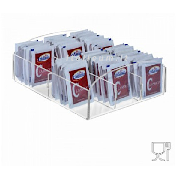 Sugar packet holder clear plexiglass 6 dividers cm.17x16x8