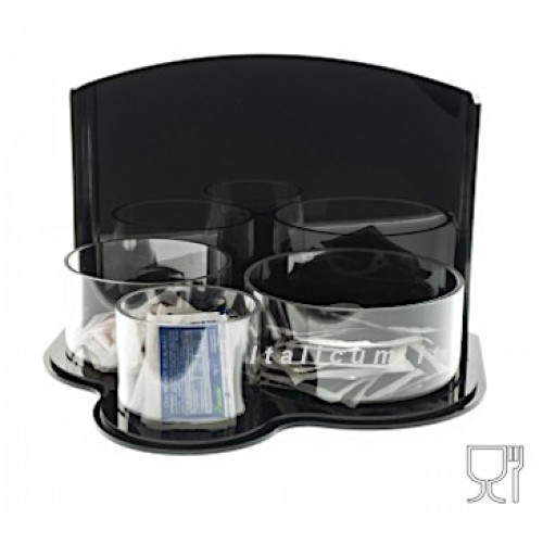 Sugar packet holder black plexiglass 3 dividers cm.24x21x18