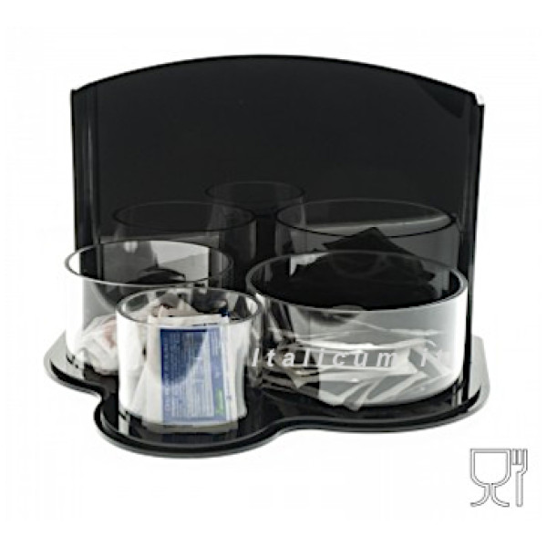 Sugar packet holder black plexiglass 3 dividers cm.24x21x18