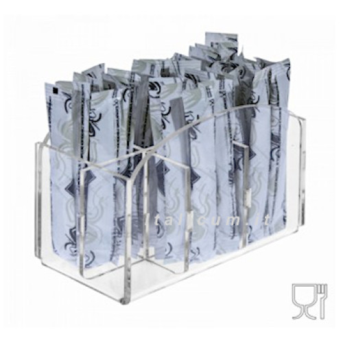 Sugar stick-packet holder clear plexiglass 6 dividers cm.12,5x7x10