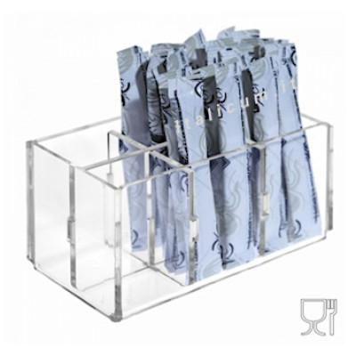 Sugar stick-packet holder clear plexiglass 6 dividers cm.12,5x7x6