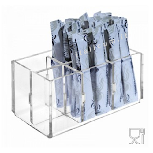 Sugar stick-packet holder clear plexiglass 6 dividers cm.12,5x7x6