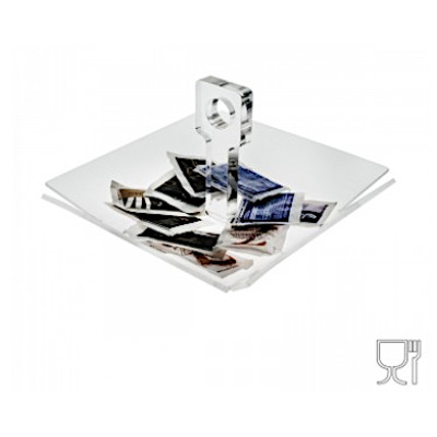 Transparent plexiglass sugar packet or candy holder 1 shelve cm.18x18x10