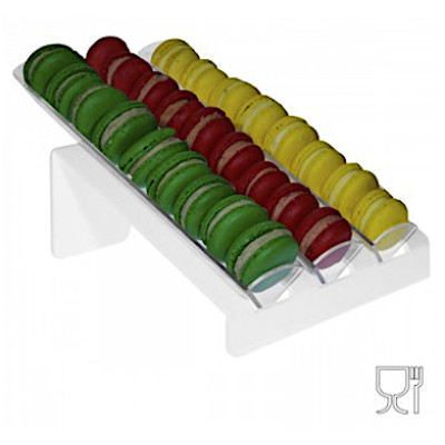 Macarons holder White plexiglass display 3 rows cm.23x33x16