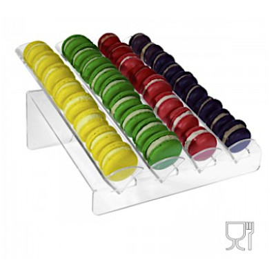 Macarons holder transparent plexiglass display 4 rows cm.30x33x16