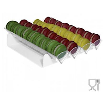 Macarons holder White plexiglass FLAT display 4 rows cm.30x33x8
