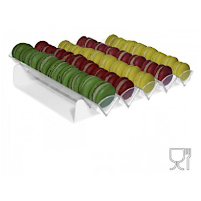 Macarons holder White plexiglass FLAT  display 5 rows cm.36x33x8