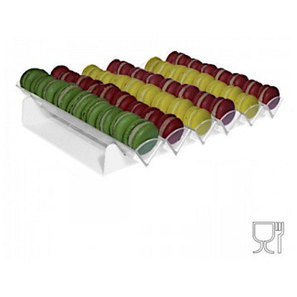 Macarons holder White FLAT plexiglass display 6 rows cm.43,5x33x8