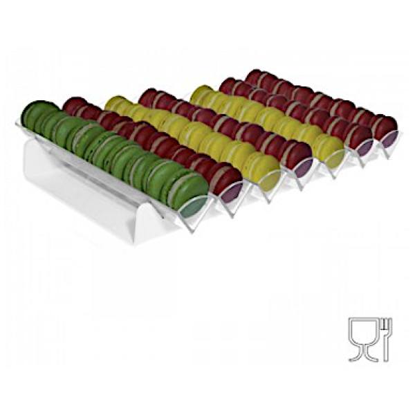 Macarons holder White FLAT plexiglass display 7 rows cm.50,5x33x8