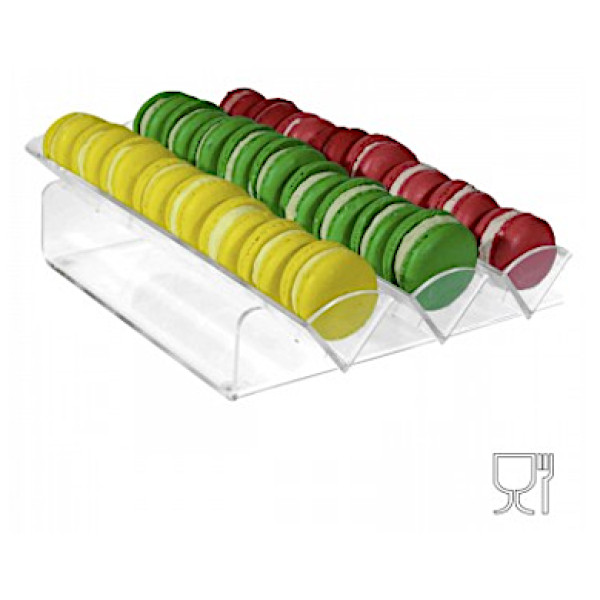 Macarons holder transparent plexiglass FLAT display 3 rows cm.23x33x8