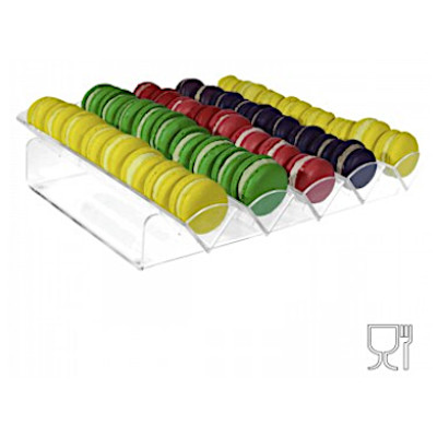 Macarons holder transparent FLAT plexiglass display 5 rows cm.36x33x8