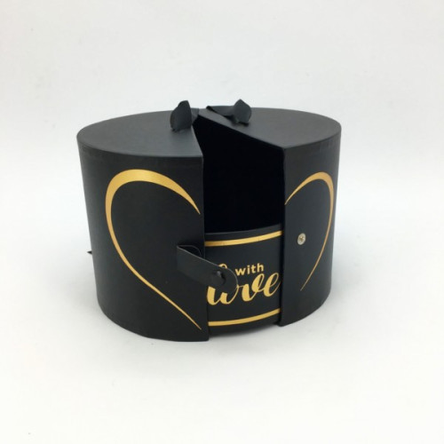 Round box black and gold with inner container "With Love" cm.22 H.17