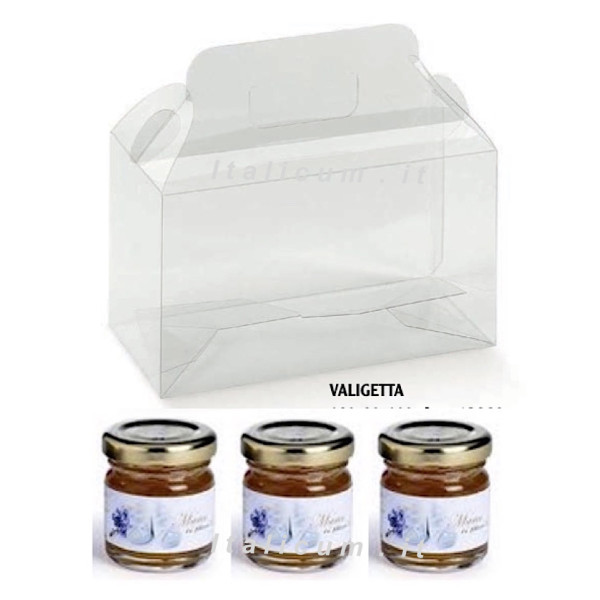Clear jars holder box in PVC Handbag with handles mm.190x60x120  - 10 Pcs.
