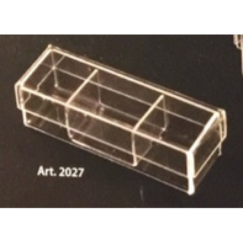 PLEXIGLAS RECTANGULAR candy box with lid and dividers - 5 Pcs. - mm. 140x40x35