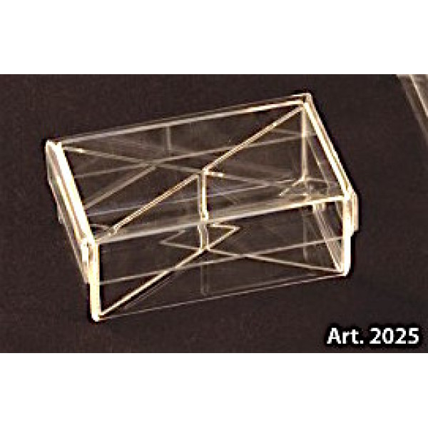PLEXIGLAS RECTANGULAR candy box with lid and dividers - 6 Pcs. - mm. 60x100x40