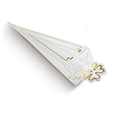 Transparent Boxes Cone GOLD mm. 155 Pcs.10
