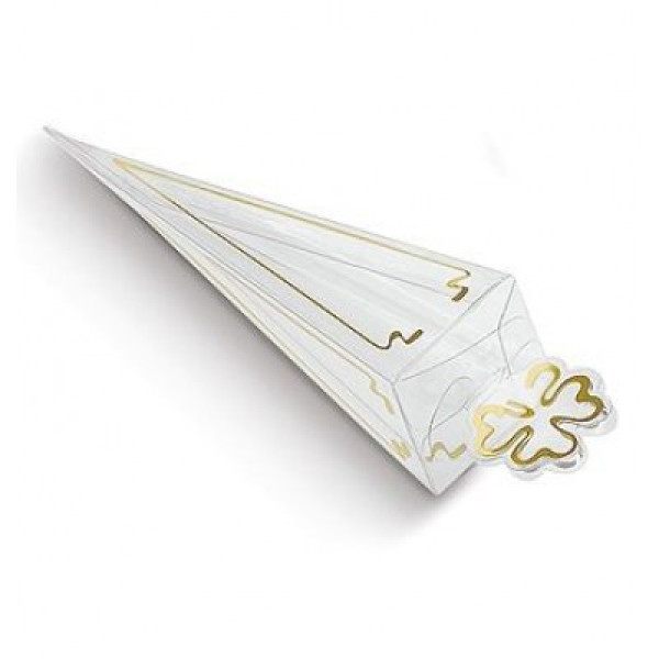 Transparent Boxes Cone GOLD mm. 155 Pcs.10
