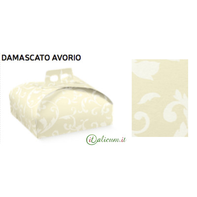 Cake-box Ivory damask colored cardboard mm.210x210x70 - 20 Pcs.