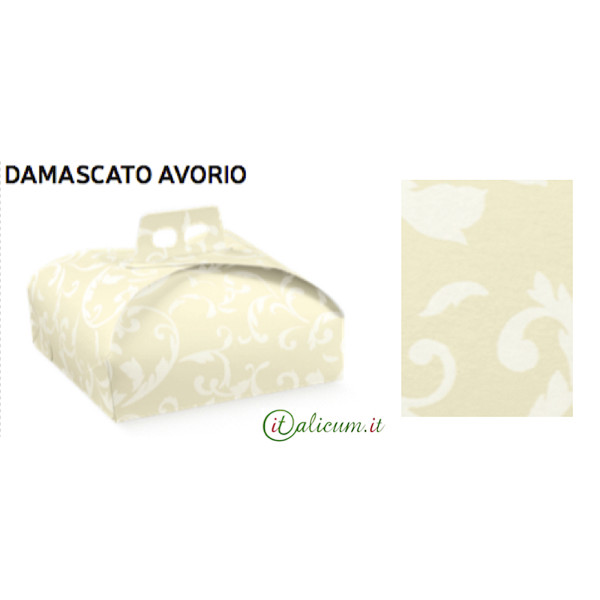 Cake-box Ivory damask colored cardboard mm.190x190x70 - 20 Pcs.