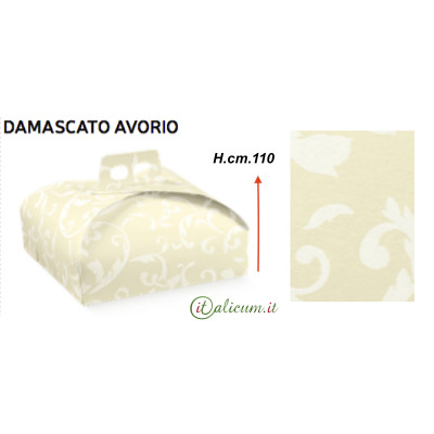 Cake-box Ivory damask colored cardboard mm.290x290x110 - 100 Pcs.