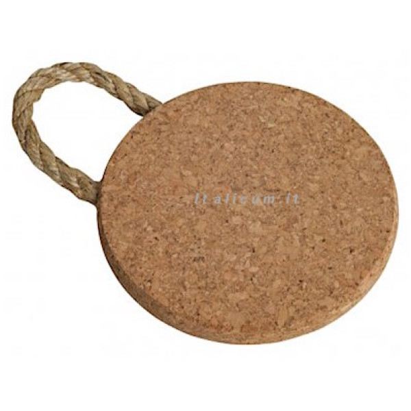 Cork trivet with rope handle 15.5 cm high 2 cm - 2 Pcs. 
