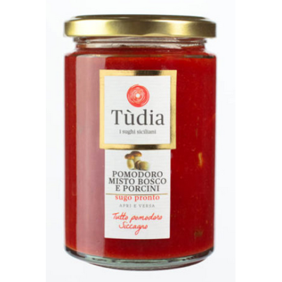 Tomato sauce with mixed spices and porcini mushrooms in extra virgin olive oil - 12,35 Oz.