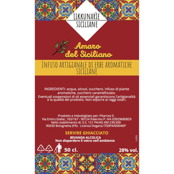 Bitter with Sicilian aromatic herbs - 50 cl. 28%