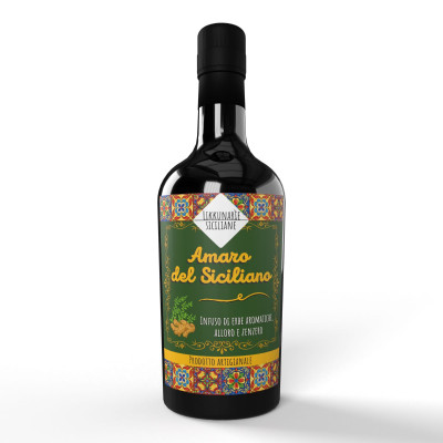 Sicilian artisan bitter with aromatic herbs, laurel and ginger - 50 cl. 28%