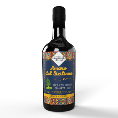 Sicilian artisan bitter with aromatic herbs, fennel and mint - 50 cl. 28%