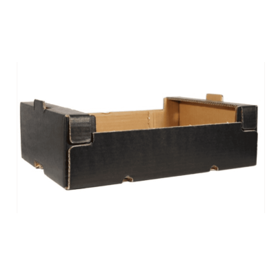 Black cardboard fruit and vegetable crates, 20x30x11 cm - Pallet of 500 pcs.