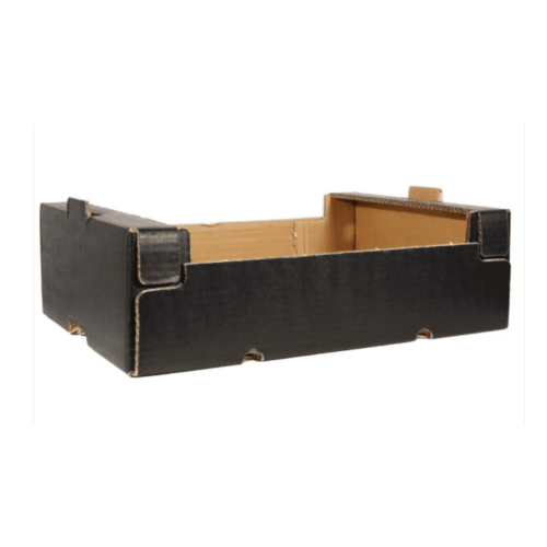 Black cardboard fruit and vegetable crates, 20x30x11 cm - Pallet of 500 pcs.