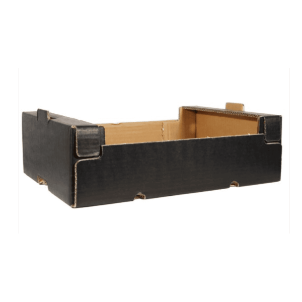 Black cardboard fruit and vegetable crates, 20x30x11 cm - Pallet of 500 pcs.