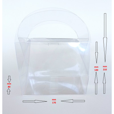 Transparent handbag box with handles mm. 170x80x140 - 10 Pcs.