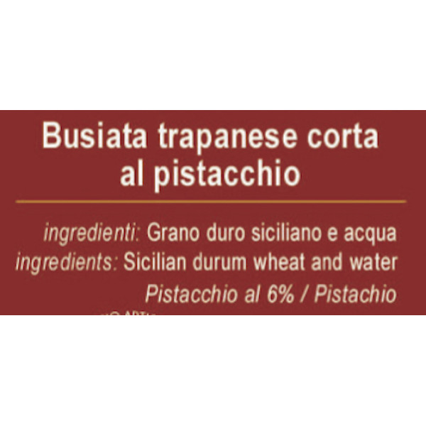 Busiate Trapanesi artisanal pistachio pasta 100% Sicilian durum wheat - 24 packs of 500 gr.