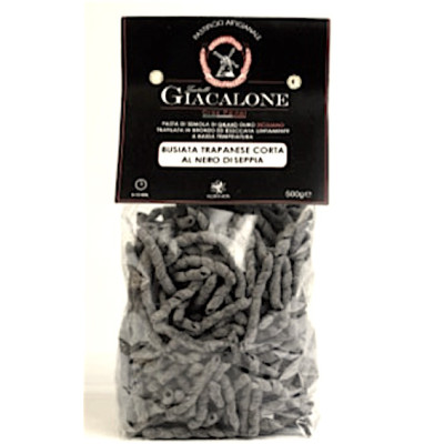 Trapani busiate with cuttlefish ink - Artisan 100% Sicilian durum wheat - 24 packs of 500 gr.
