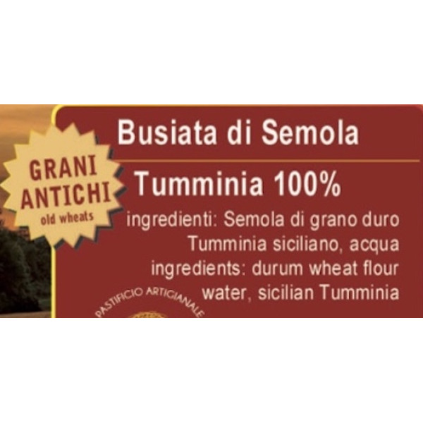 Tumminia durum wheat semolina busiate - 100% ancient Sicilian grains - 20 packs of 500 gr.