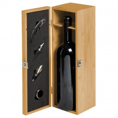Wooden box with 4 accessories for 1.5 liter bordelaise magnum